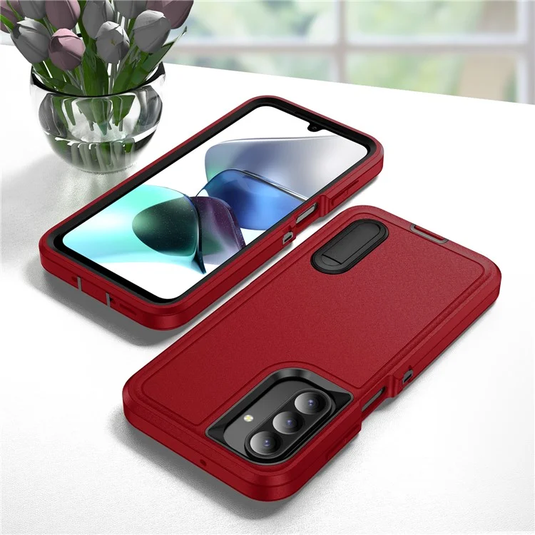 Für Samsung Galaxy A26 5G Hülle Ständer Handyhülle PC + Silikon + EVA 3-in-1 Design - Rot + Schwarz