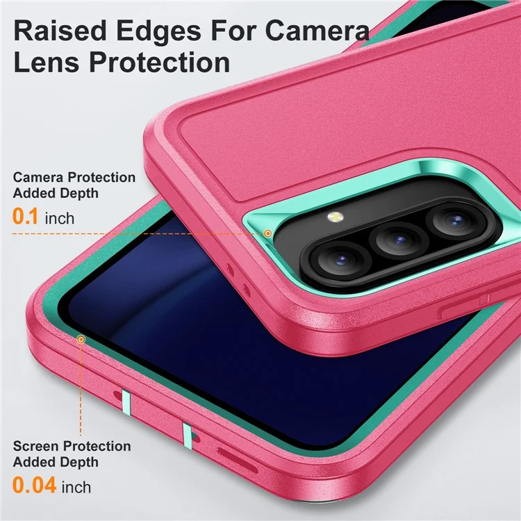 Capa para Samsung Galaxy A36 5G com Suporte, Capa de Telefone PC + Silicone + EVA Design 3 em 1 - Rosa + Azul Claro