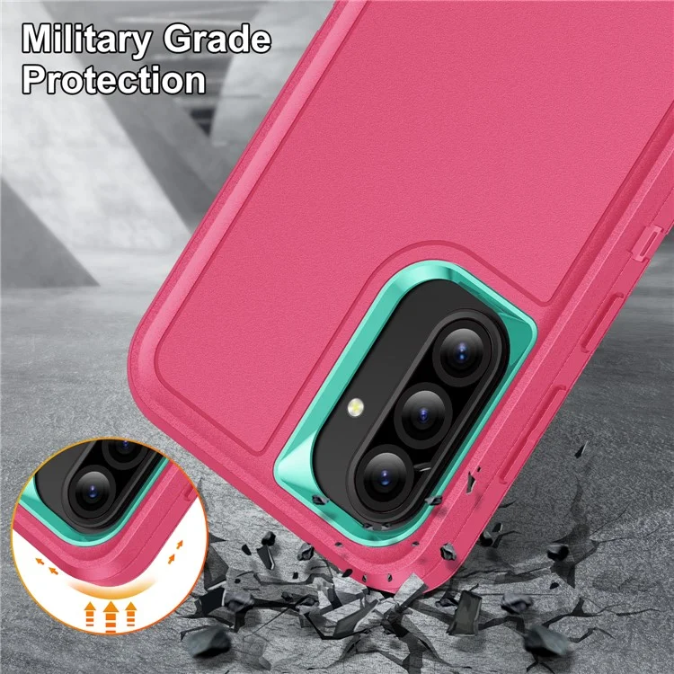 Capa para Samsung Galaxy A36 5G com Suporte, Capa de Telefone PC + Silicone + EVA Design 3 em 1 - Rosa + Azul Claro