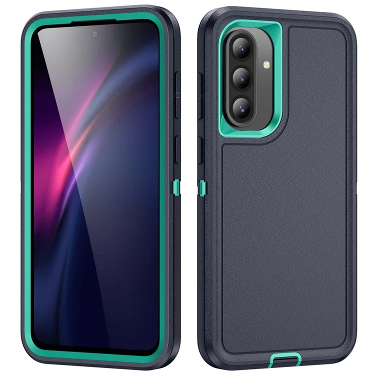 For Samsung Galaxy A56 5G Case PC + Silicone + EVA 3 in 1 Shockproof Phone Cover - Dark Blue + Light Cyan