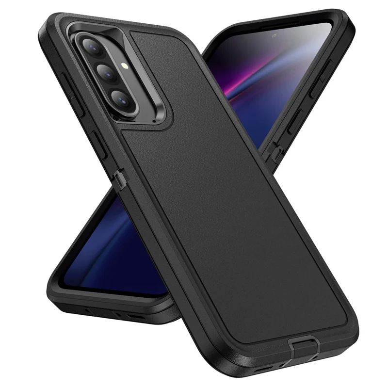 Capa para Samsung Galaxy A36 5G PC + Silicone + EVA 3 em 1 Capa Antichoque para Celular - Preto + Preto