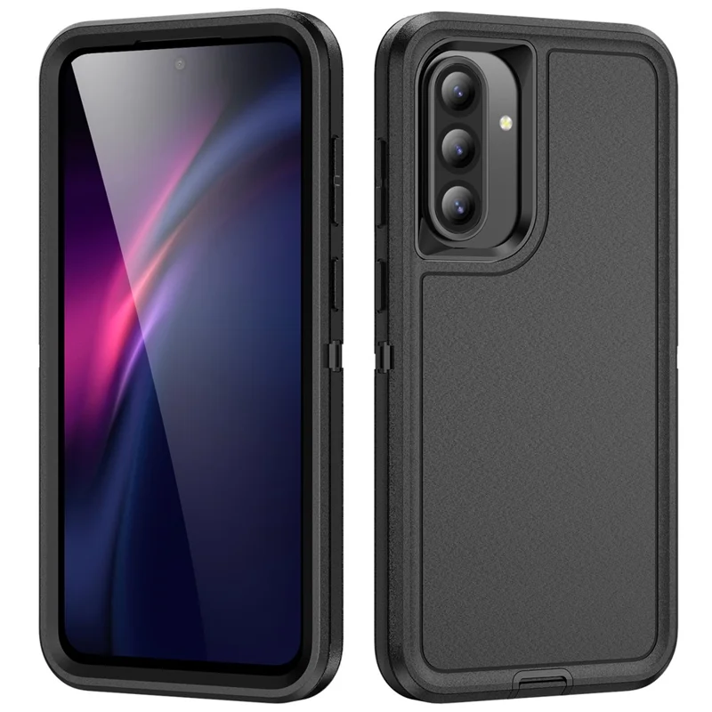 Capa para Samsung Galaxy A36 5G PC + Silicone + EVA 3 em 1 Capa Antichoque para Celular - Preto + Preto