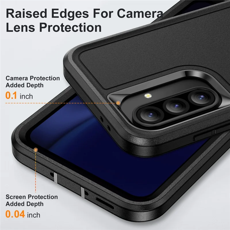 Capa para Samsung Galaxy A36 5G PC + Silicone + EVA 3 em 1 Capa Antichoque para Celular - Preto + Preto