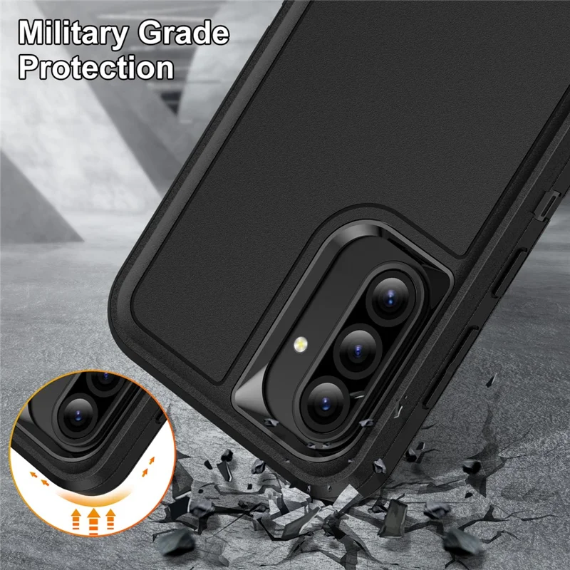Capa para Samsung Galaxy A36 5G PC + Silicone + EVA 3 em 1 Capa Antichoque para Celular - Preto + Preto
