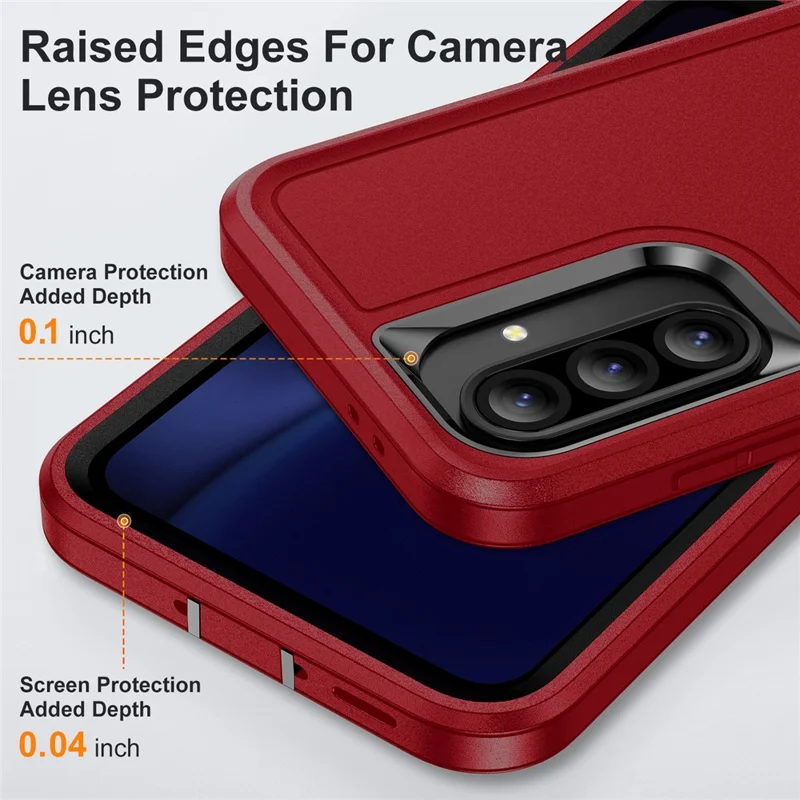 For Samsung Galaxy A36 5G Case PC + Silicone + EVA 3 in 1 Shockproof Phone Cover - Red + Black