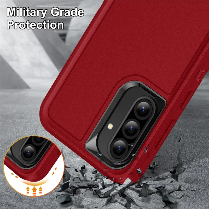 For Samsung Galaxy A36 5G Case PC + Silicone + EVA 3 in 1 Shockproof Phone Cover - Red + Black