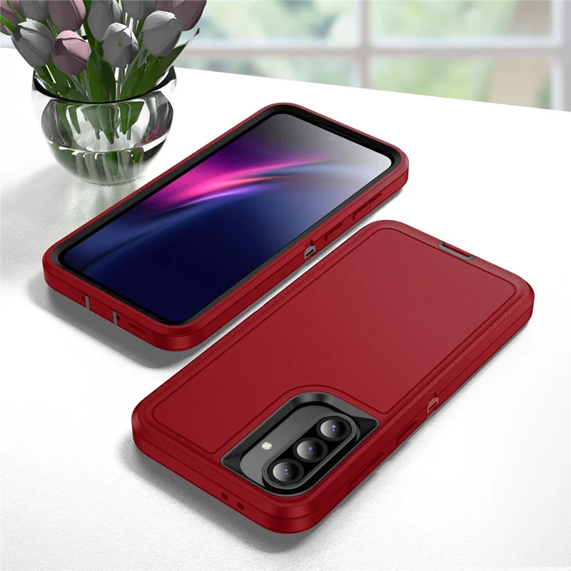For Samsung Galaxy A36 5G Case PC + Silicone + EVA 3 in 1 Shockproof Phone Cover - Red + Black