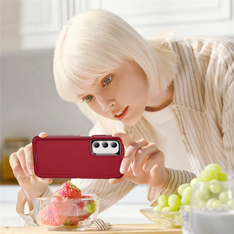 For Samsung Galaxy A36 5G Case PC + Silicone + EVA 3 in 1 Shockproof Phone Cover - Red + Black