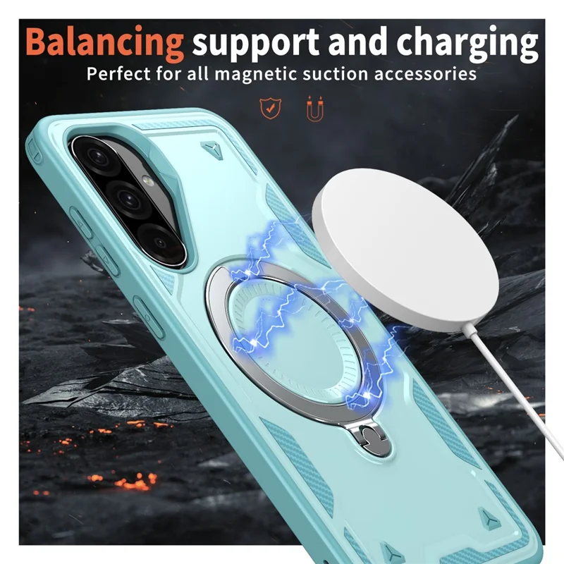 For Samsung Galaxy A36 5G Case Compatible with MagSafe Military Protection PC + TPU Kickstand Phone Cover - Baby Blue