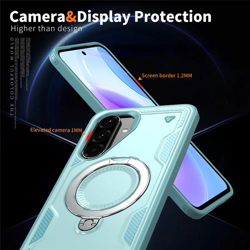 For Samsung Galaxy A36 5G Case Compatible with MagSafe Military Protection PC + TPU Kickstand Phone Cover - Baby Blue