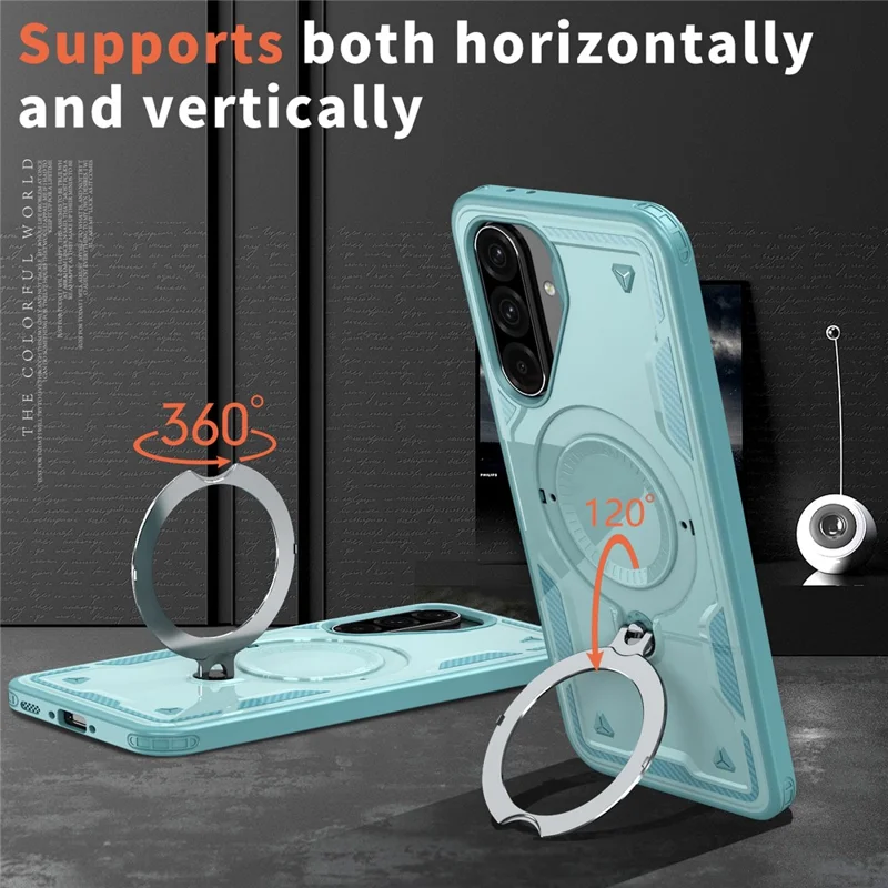 For Samsung Galaxy A36 5G Case Compatible with MagSafe Military Protection PC + TPU Kickstand Phone Cover - Baby Blue