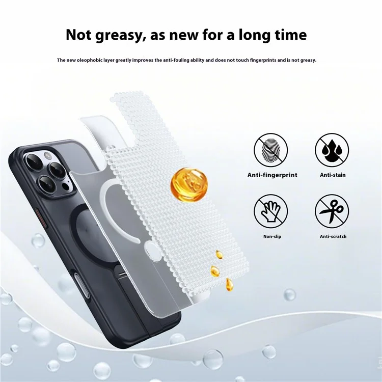 Funda para iPhone 13 Pro Compatible con MagSafe con Soporte Giratorio Recto TPU + PC Carcasa de Teléfono Mate - Negro