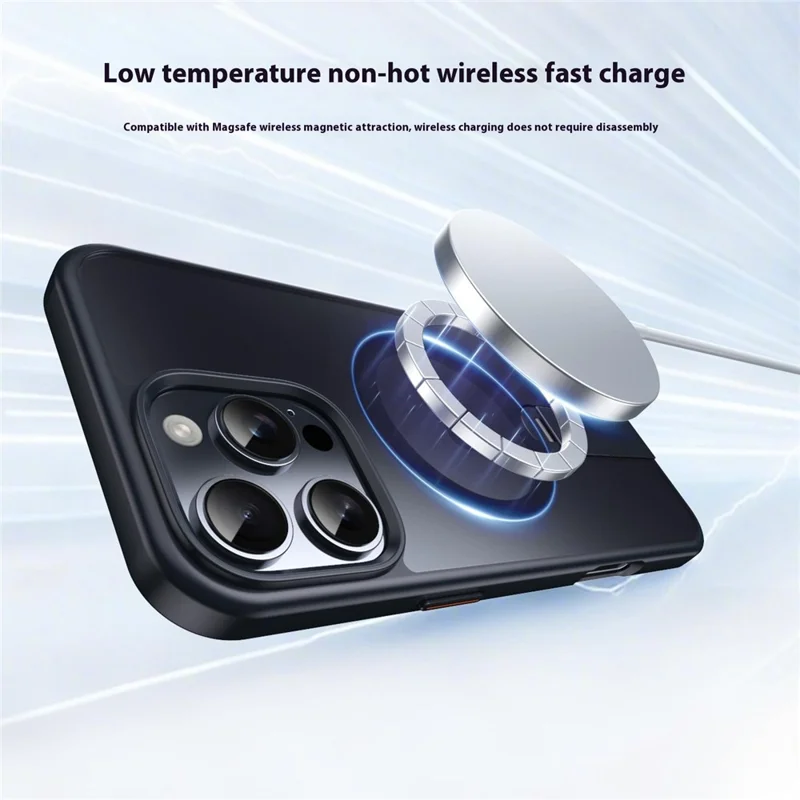 For iPhone 13 Pro Case Compatible with MagSafe Rotating Straight Kickstand TPU + PC Matte Phone Cover - Dark Blue
