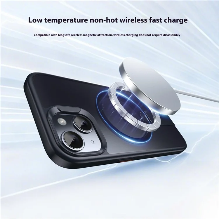For iPhone 14 Case Compatible with MagSafe Rotating Straight Kickstand TPU + PC Matte Phone Cover - Black