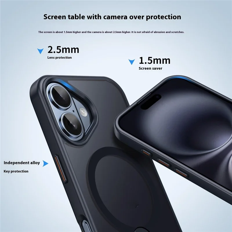 For iPhone 16 Case Compatible with MagSafe Rotating Straight Kickstand TPU + PC Matte Phone Cover - Black