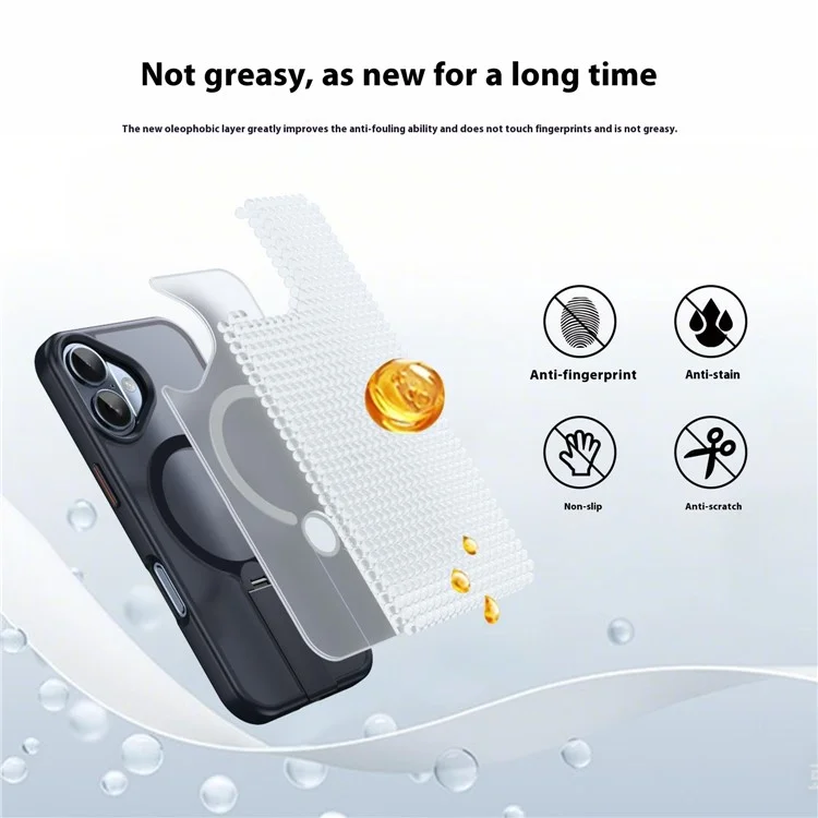 For iPhone 16 Plus Case Compatible with MagSafe Rotating Straight Kickstand TPU + PC Matte Phone Cover - Black
