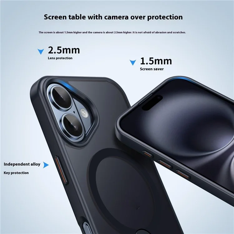 For iPhone 16 Plus Case Compatible with MagSafe Rotating Straight Kickstand TPU + PC Matte Phone Cover - Black