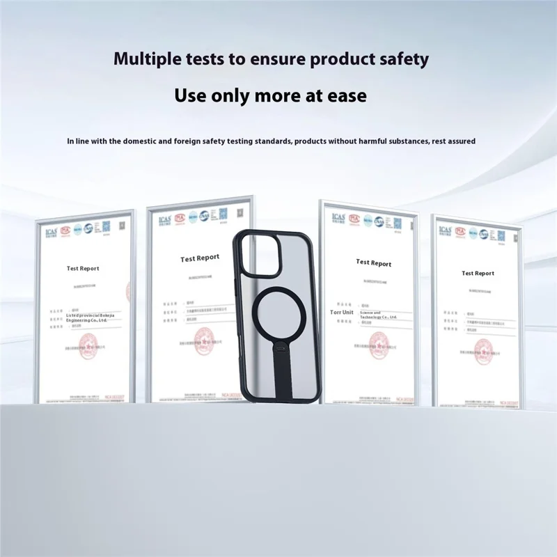 For iPhone 16 Pro Case Compatible with MagSafe Rotating Straight Kickstand TPU + PC Matte Phone Cover - Black