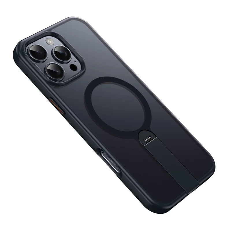 For iPhone 16 Pro Max Case Compatible with MagSafe Rotating Straight Kickstand TPU + PC Matte Phone Cover - Black