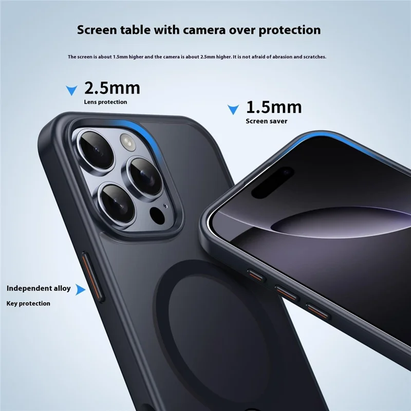 For iPhone 16 Pro Max Case Compatible with MagSafe Rotating Straight Kickstand TPU + PC Matte Phone Cover - Black