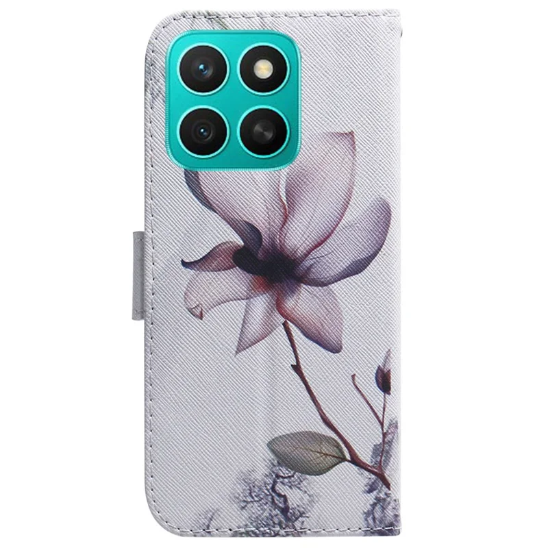 Etui portfelikowe dla Honor X8c 4G z nadrukiem wzoru, pokrowiec skórzany na telefon - różowe kwiaty