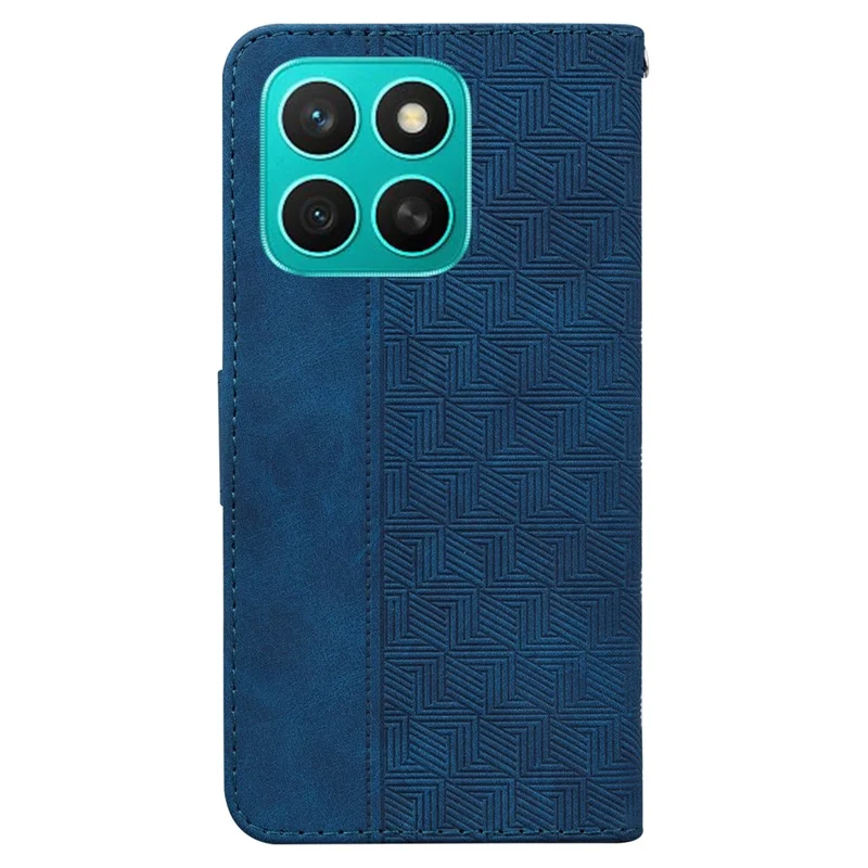 Étui For Honor X8c 4G Motif Géométrique en Cuir avec Porte-Carte et Dragonne - Bleu