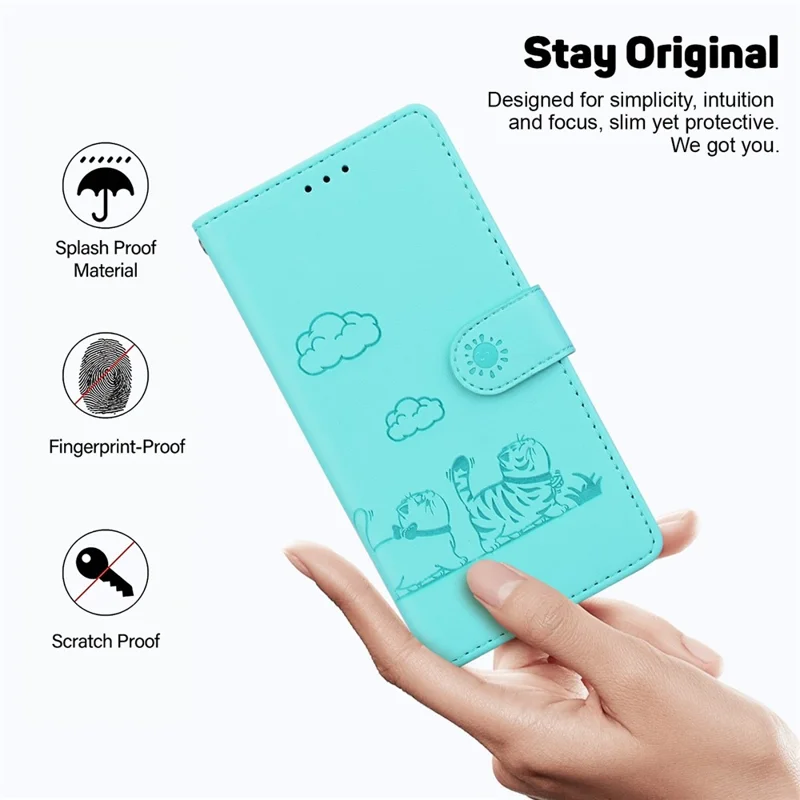 Funda para Honor X8c 4G con Bloqueo RFID, Diseño de Gatito, TPU + Cuero PU - Verde