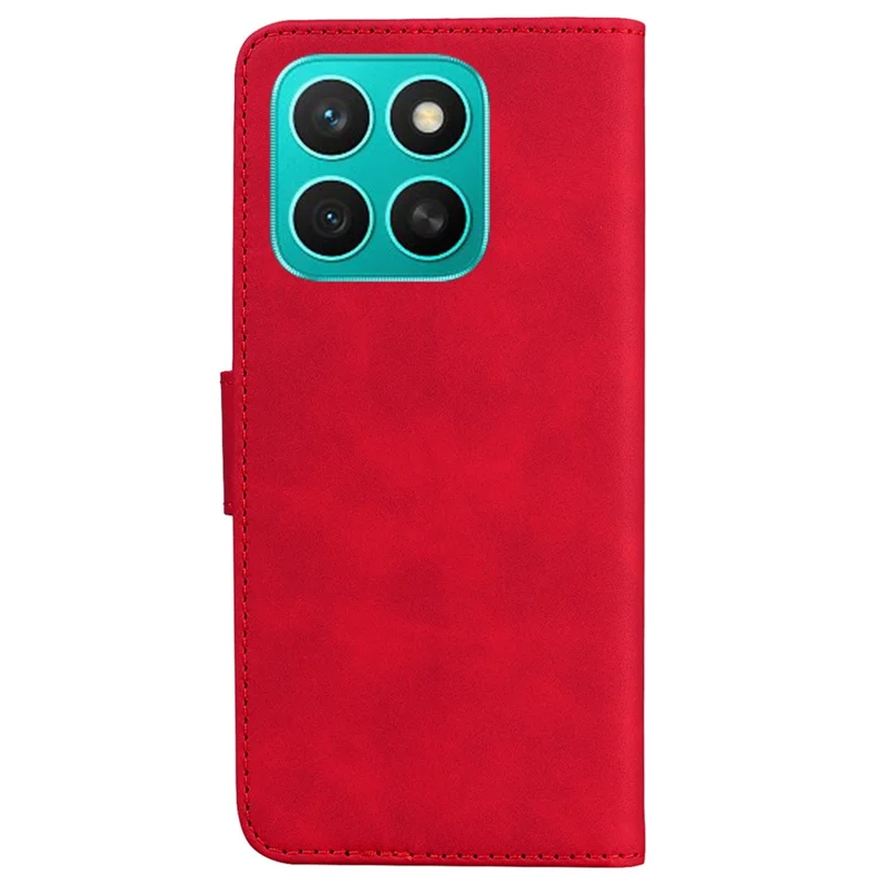 For Honor X8c 4G Stand Case PU Leather Phone Cover Butterfly Printed - Red