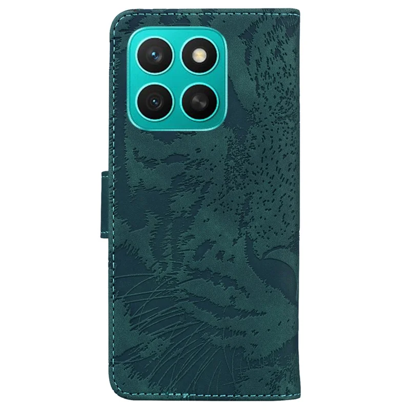 For Honor X8c 4G Case Tiger Imprint Leather Wallet Phone Cover - Green