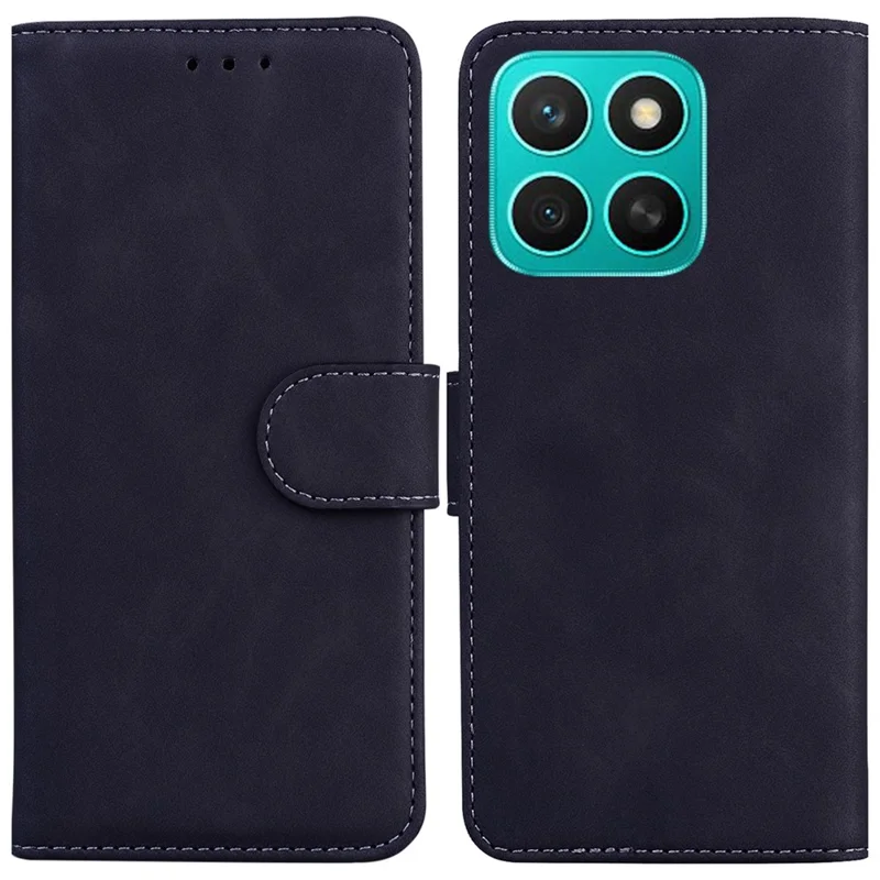 For Honor X8c 4G Case Solid Color Leather Wallet Phone Cover - Black