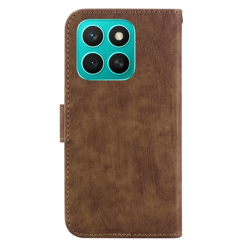 For Honor X8c 4G Wallet Case Tiger Imprint Leather Shockproof Phone Cover - Brown