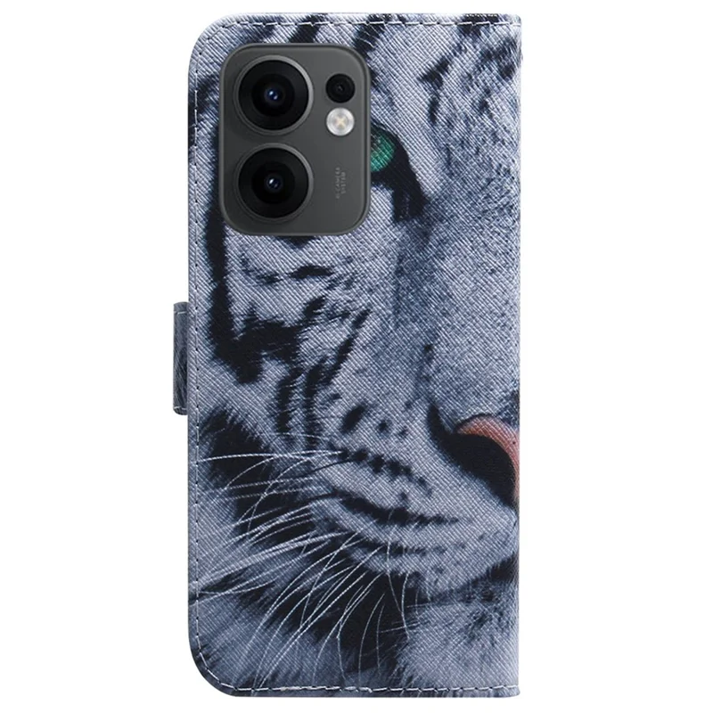 For Oppo Reno13 F 5G (Reno 13 FS 5G) / 4G Wallet Case Pattern Print Leather Phone Cover - Tiger