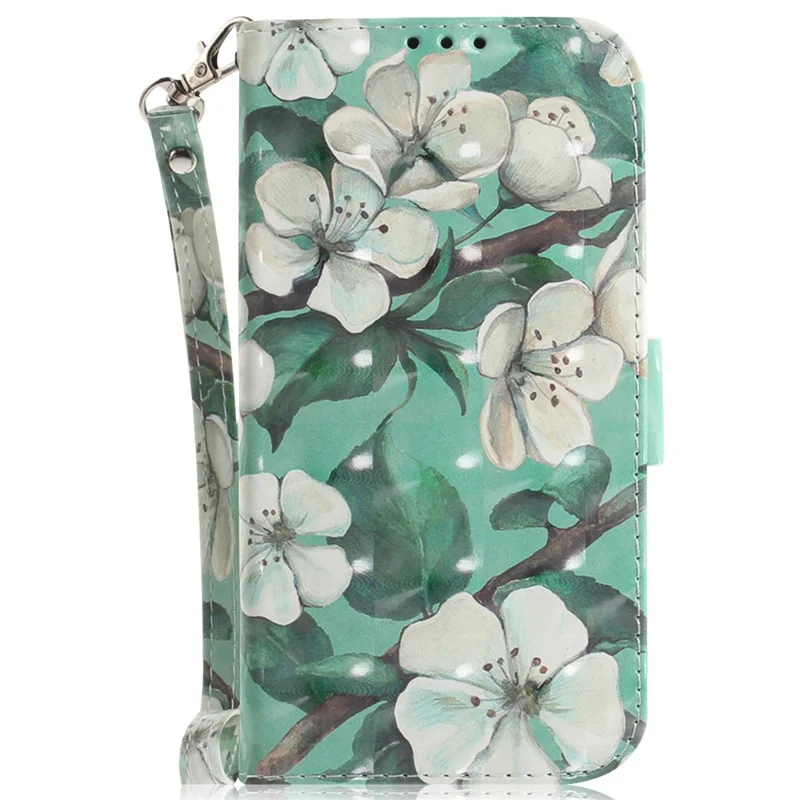 For Oppo Reno13 F 5G (Reno 13 FS 5G) / 4G Case Pattern Printing Leather Wallet Phone Cover with Wrist Strap - Watercolor Flowers