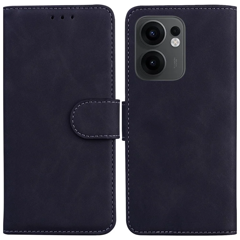 Cover a portafoglio in pelle di colore solido per Oppo Reno13 F 5G - Nero
