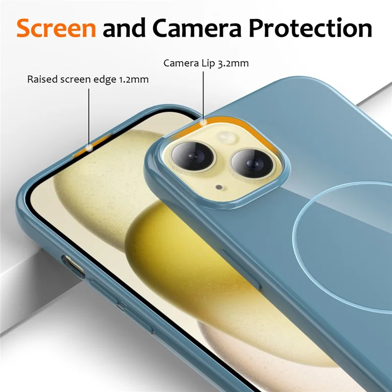 For iPhone 13 Magnetic Case Compatible with MagSafe TPU Phone Back Cover with Lanyard - Blue