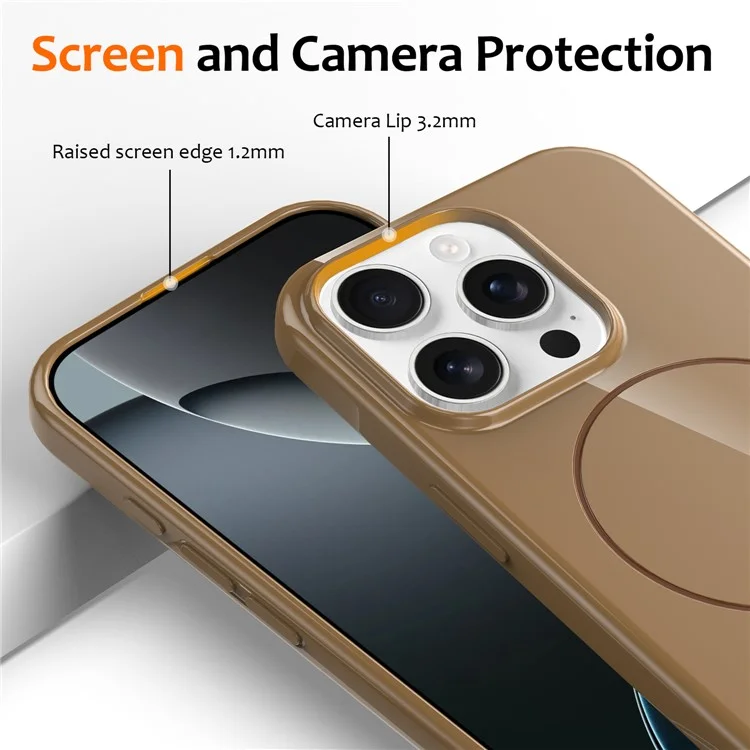 For iPhone 13 Pro Magnetic Case Compatible with MagSafe TPU Phone Back Cover with Lanyard - Gold