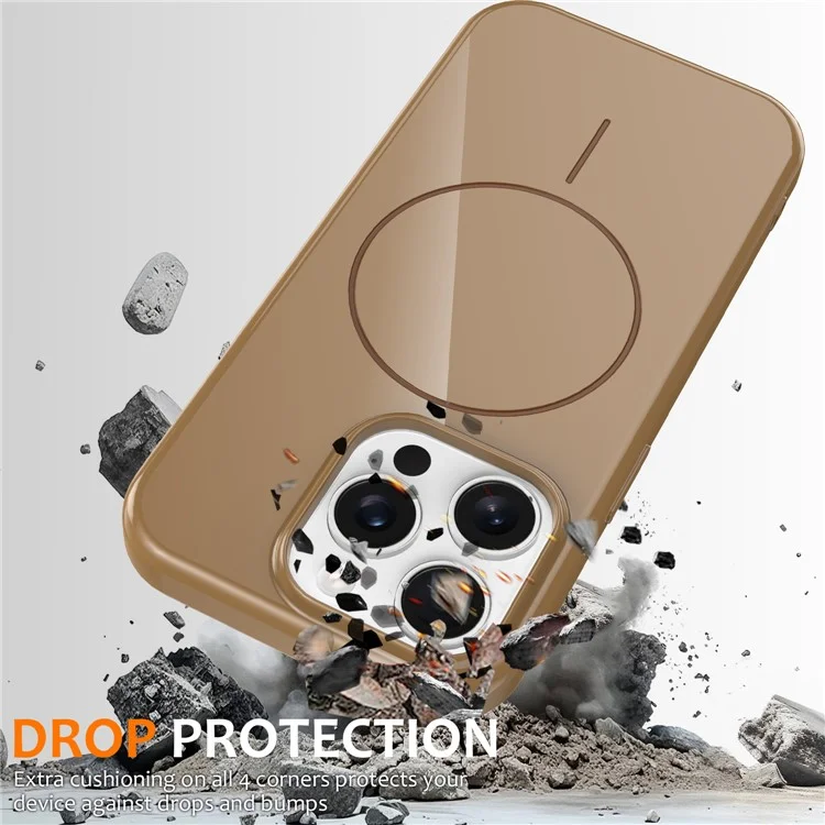 For iPhone 13 Pro Magnetic Case Compatible with MagSafe TPU Phone Back Cover with Lanyard - Gold