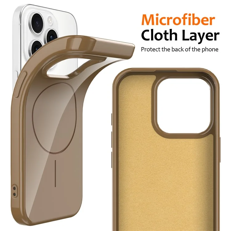For iPhone 13 Pro Magnetic Case Compatible with MagSafe TPU Phone Back Cover with Lanyard - Gold