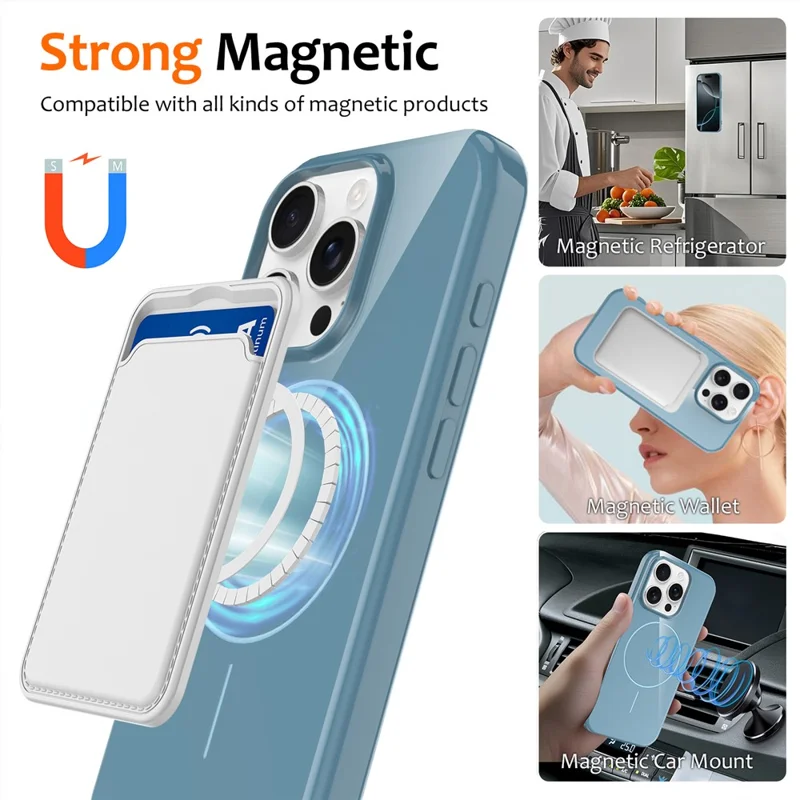 For iPhone 13 Pro Magnetic Case Compatible with MagSafe TPU Phone Back Cover with Lanyard - Blue
