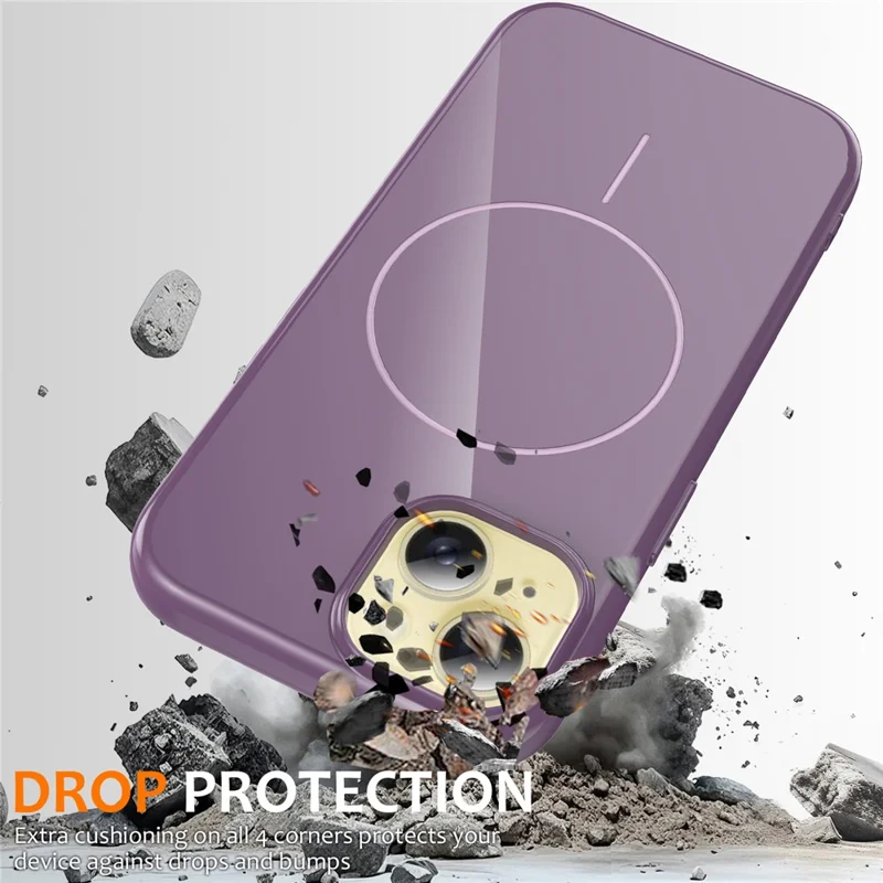 For iPhone 14 Plus Magnetic Case Compatible with MagSafe TPU Phone Back Cover with Lanyard - Purple