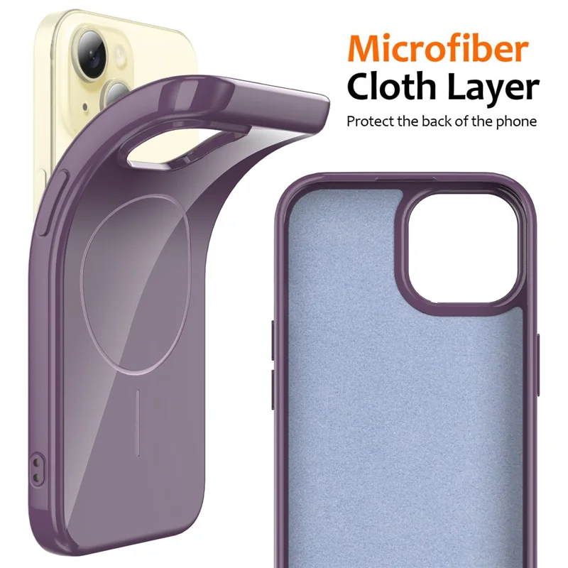For iPhone 14 Plus Magnetic Case Compatible with MagSafe TPU Phone Back Cover with Lanyard - Purple