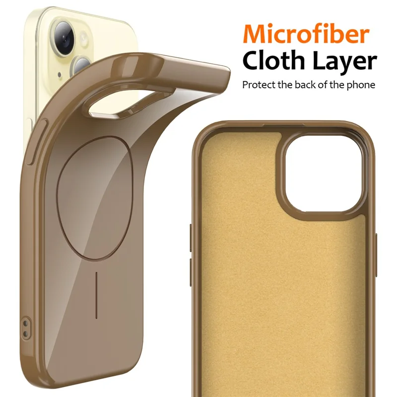 For iPhone 14 Plus Magnetic Case Compatible with MagSafe TPU Phone Back Cover with Lanyard - Gold