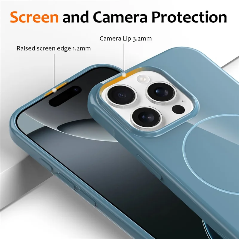 For iPhone 14 Pro Max Magnetic Case Compatible with MagSafe TPU Phone Back Cover with Lanyard - Blue