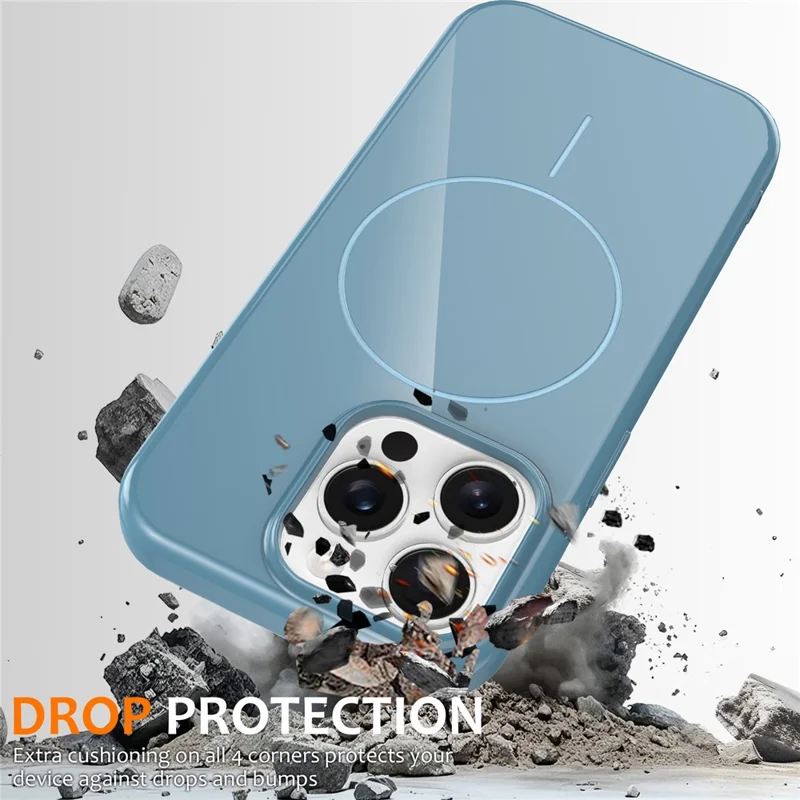 For iPhone 14 Pro Max Magnetic Case Compatible with MagSafe TPU Phone Back Cover with Lanyard - Blue