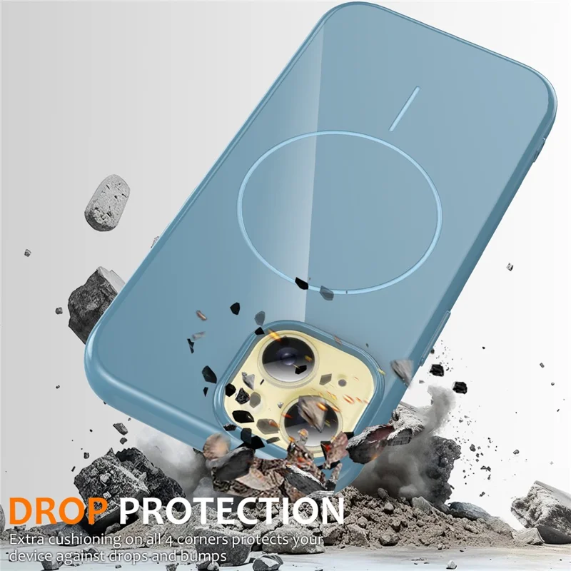 For iPhone 15 Magnetic Case Compatible with MagSafe TPU Phone Back Cover with Lanyard - Blue