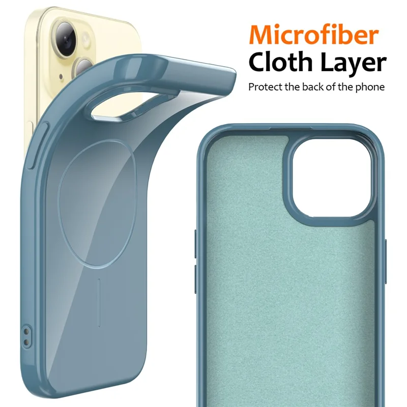 For iPhone 15 Magnetic Case Compatible with MagSafe TPU Phone Back Cover with Lanyard - Blue