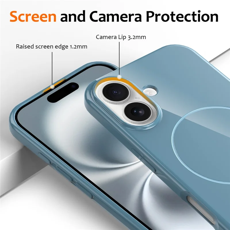 For iPhone 16 Magnetic Case Compatible with MagSafe TPU Phone Back Cover with Lanyard - Blue