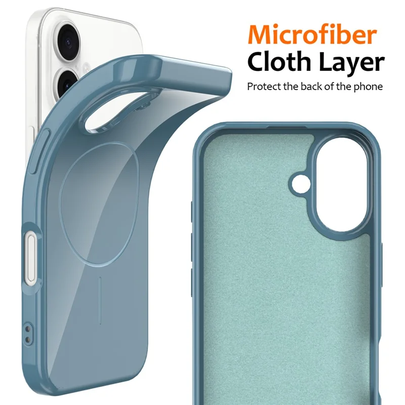 For iPhone 16 Magnetic Case Compatible with MagSafe TPU Phone Back Cover with Lanyard - Blue