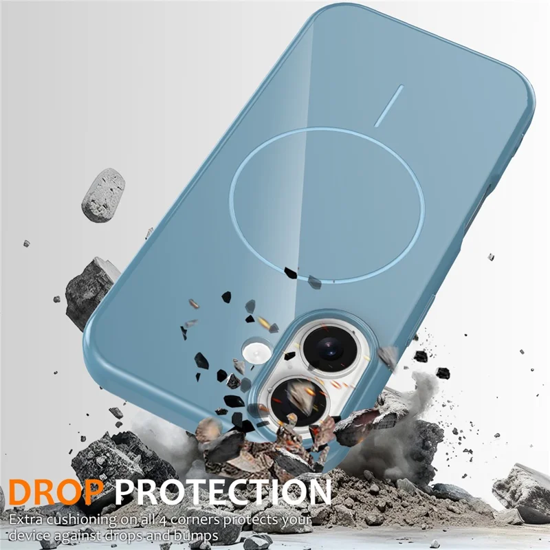For iPhone 16 Plus Magnetic Case Compatible with MagSafe TPU Phone Back Cover with Lanyard - Blue