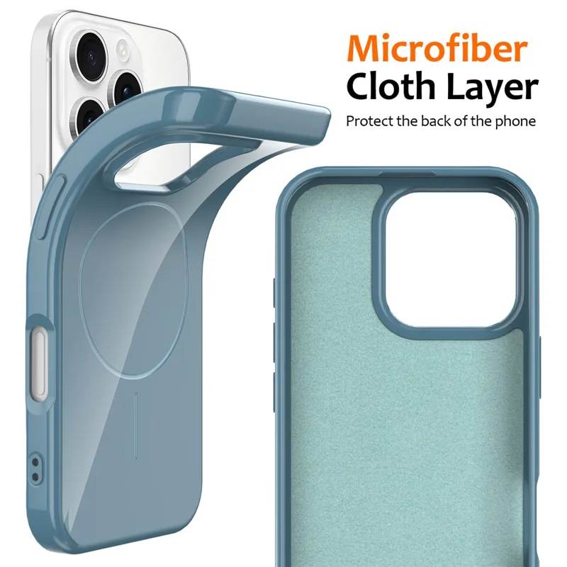 For iPhone 16 Pro Magnetic Case Compatible with MagSafe TPU Phone Back Cover with Lanyard - Blue